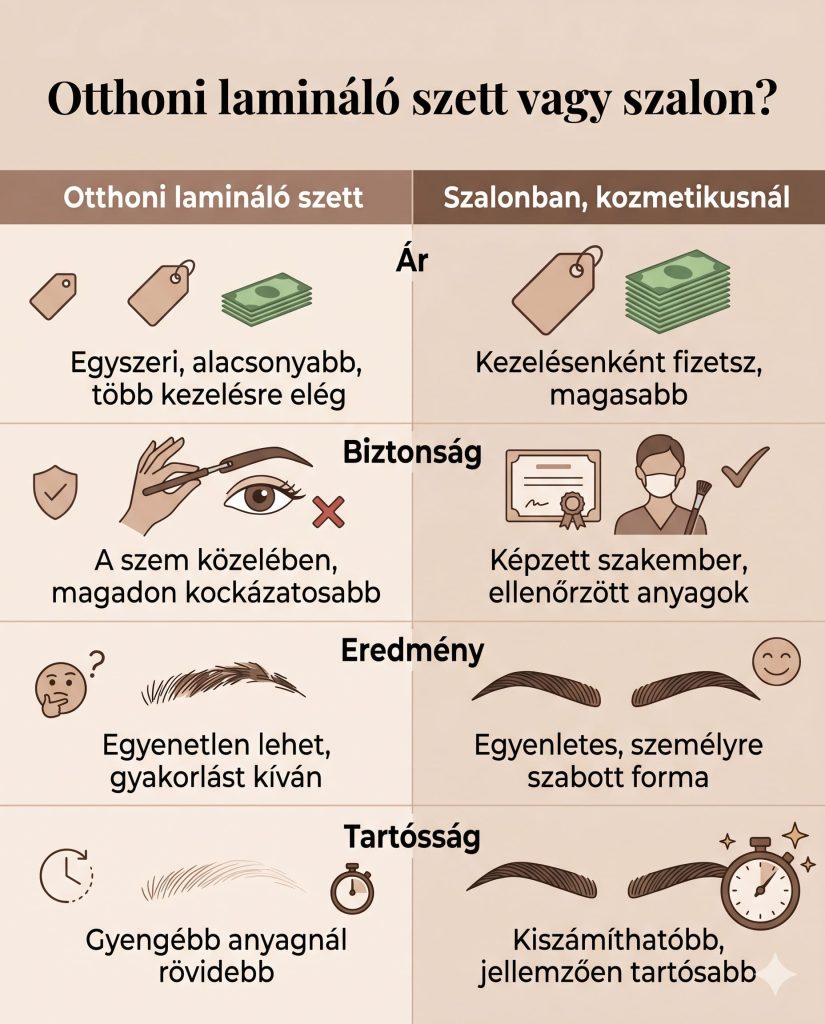 Otthoni lamináló szett és szalonban végzett kezelés összehasonlítása